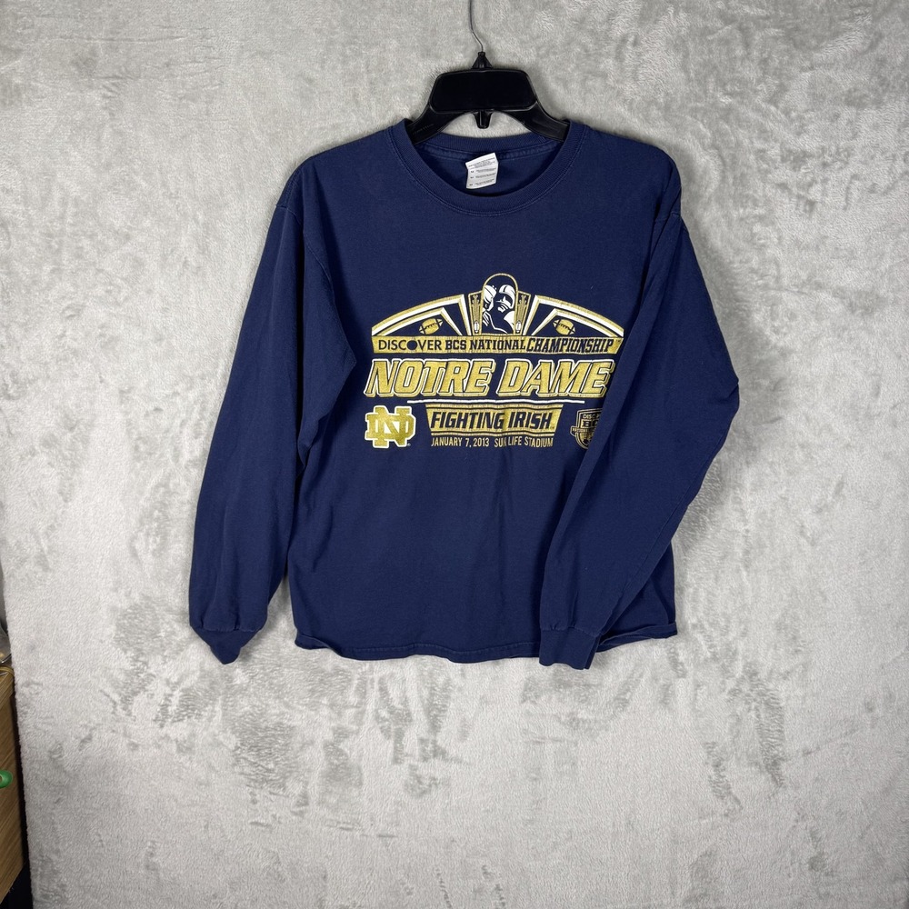 Notre Dame‎ Fighting Irish Shirt Long Sleeve Mens Medium NCAA Football 2013 BCS